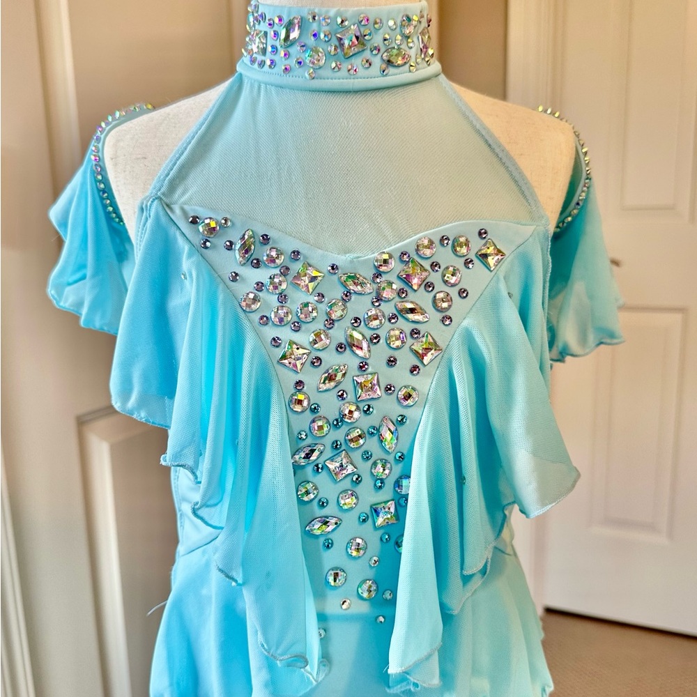 Blue flowy lyrical costume with custom stones added!!